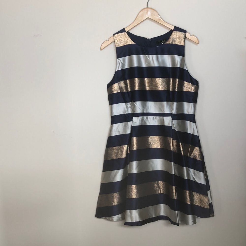 Metallic Striped Skater Dress